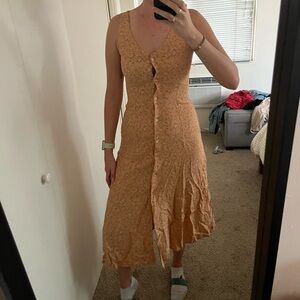 Vintage Floral Button-Down Midi Dress